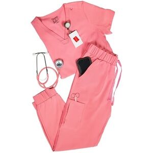 Hanes Pink Scrub Set— Top and Bottom MEDIUM